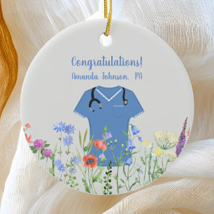 Personalisierte PA Arzt Assistenzärztin Blue Scrub Keramik Ornament