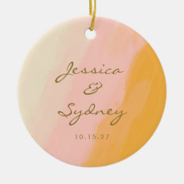 Personalisierte Paarbezeichnungen Rosa Gelb Abstra Keramik Ornament