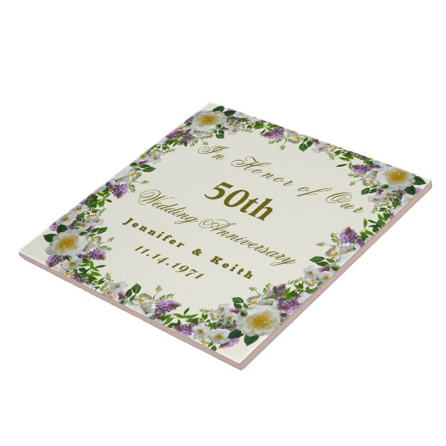 Personalisierte Paare 50. Hochzeitstag Fliese (Seite)