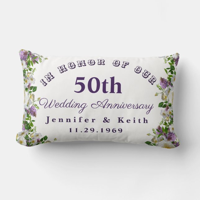 Personalisierte Paare 50. Hochzeitstag Lendenkissen (Vorderseite)