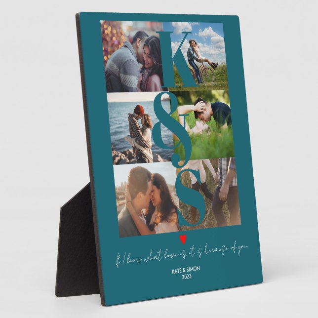Personalisierte Paare Foto Liebe Mit Monogramm Fotoplatte (Seite)