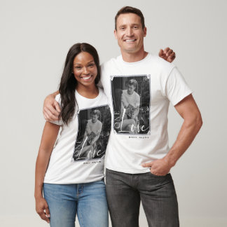 Personalisierte Paare Foto Rahmen und Text T-Shirt