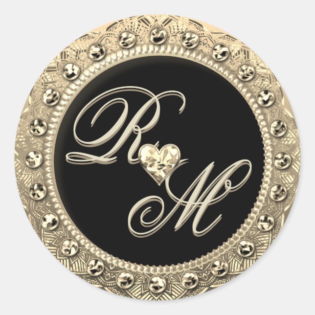Personalisierte Paare Monogram Gold Siegel Runder Aufkleber (Vorderseite)