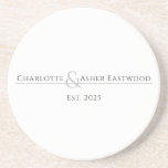Personalisierte Paare Name Untersetzer<br><div class="desc">Ein modernes, minimalistisches personalisiertes Ehepaar kehrt Adresse-Label zurück. Geeignet für Neuvermählte oder eine etablierte verheiratete Pärchenbriefkarte. Dies ist einfach zu bearbeiten: Personalisieren Sie zuerst Ihre Namen, dann verwenden Sie das Design-Tool, um die "Ampersand" auszuwählen, halten Sie die Shift-Taste gedrückt und bewegen Sie die links Ampere oder rechts, um es zu...</div>