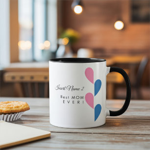 Personalisierte Paare Rosa und Blau Halb Herz Tasse