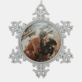 Personalisierte Paare Schneeflocken Gerahmt Schneeflocken Zinn-Ornament
