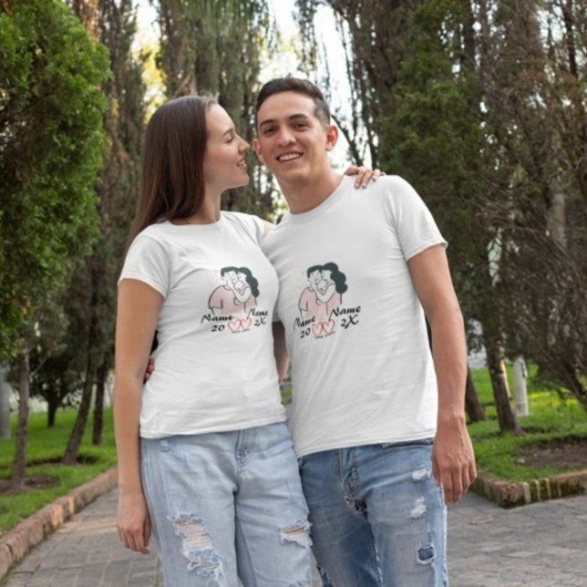 Personalisierte Paare T - Shirt - Individuelle Nam (Name Personalized Couple t-shirt for Valentine's day and parties)