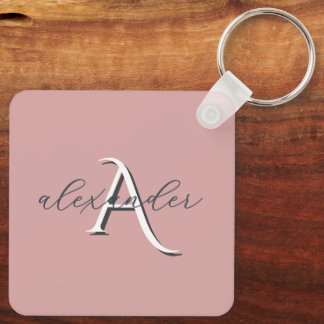 Personalisierte Paarmonogramm-Namen in Staubrose Schlüsselanhänger