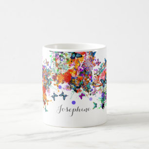 Personalisierte Paint splash Butterfliegen Pop Art Kaffeetasse