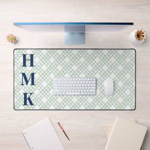 Personalisierte Palm Beach Green Lattice Monogramm Schreibtischunterlage