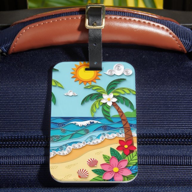 Personalisierte Palmen am Strand Gepäckanhänger (Vorderseite Insitu 2)