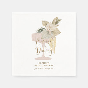 Personalisierte Palmen und Prosecco-Brautparty Serviette