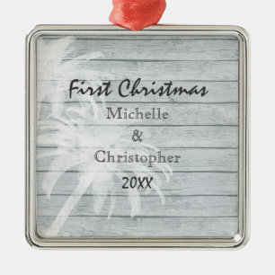Personalisierte Palmen ~ Wood Beach 1. Weihnachten Ornament Aus Metall