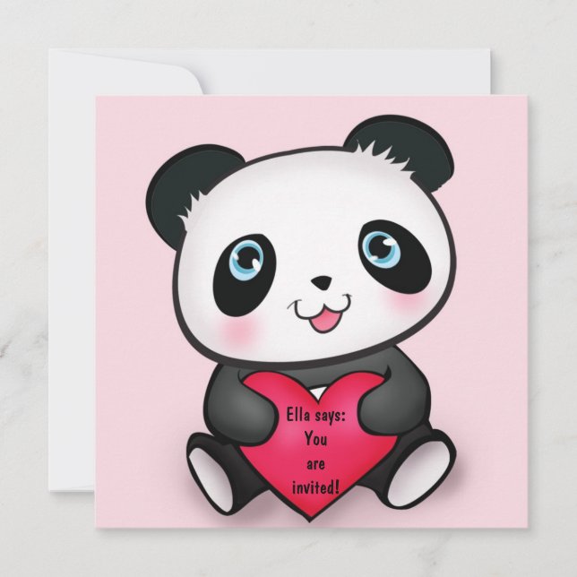 Personalisierte Panda-Party Einladungen lädt (Vorderseite)