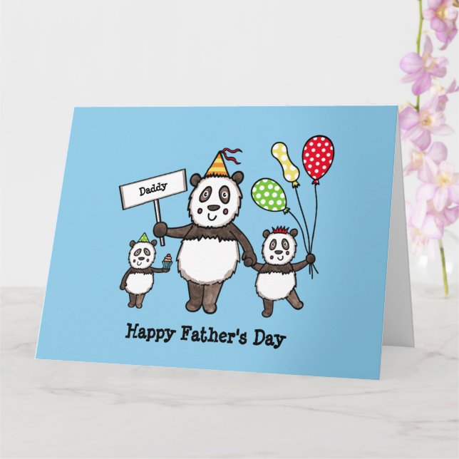 Personalisierte Panda Party Vatertagskarte Karte (Orchidee)