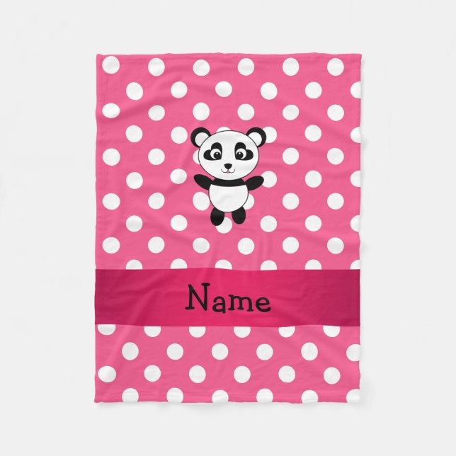 Personalisierte Panda-Pink-Pollenköpfe Fleecedecke (Vorderseite)