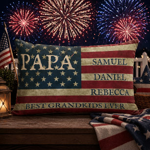 Personalisierte PAPA Enkelkinder Namen Amerikanisc Lendenkissen