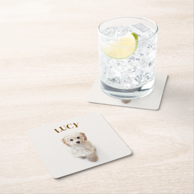 Personalisierte Paper-Untersetzer - Foto und Name  Rechteckiger Pappuntersetzer (Vor Ort)