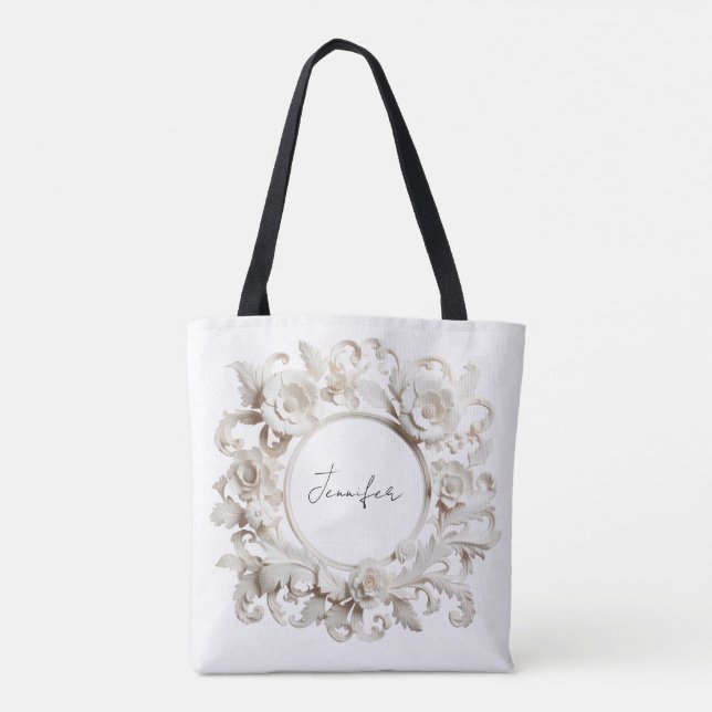 personalisierte Papierblumenrahmen-Tasche  Tasche (Rückseite)