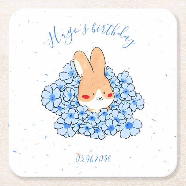 Personalisierte Papierserviette Hase Rechteckiger Pappuntersetzer (Vorderseite)