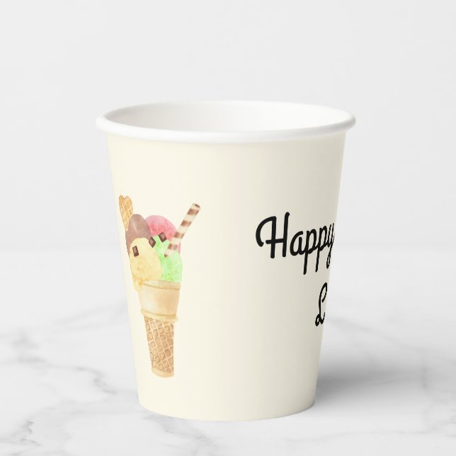 Personalisierte Papiersorten aus Eiscreme-Party Pappbecher (Vorderseite)