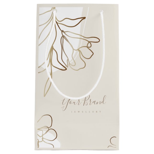 Personalisierte Papiertasche Elegantes Blumendesig Kleine Geschenktüte (Vorderseite)