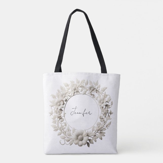 personalisierte Papiertütenblumen-Rahmentasche  Tasche (Rückseite)