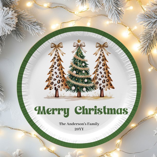 Personalisierte Pappteller mit klassischem Weihnac (Classic Christmas Tree Personalized Paper Plates)
