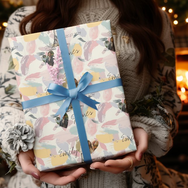 Personalisierte Pariser Romantik mit Fotos und Nam Geschenkpapier (Von Creator hochgeladen)