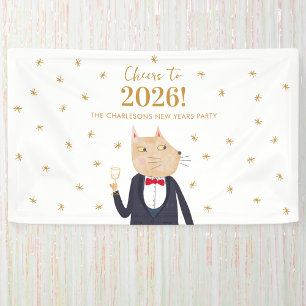 Personalisierte Party: Katze prostet auf das neue Banner