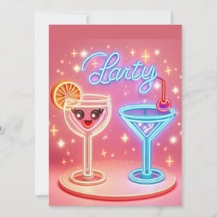 Personalisierte Party-Time-Neon-Einladung Einladung