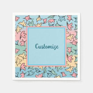 Personalisierte Pastel-Blätter farbenfroh Serviette
