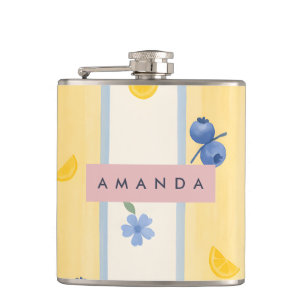Personalisierte Pastel Blueberry & Lemon Muster Flachmann