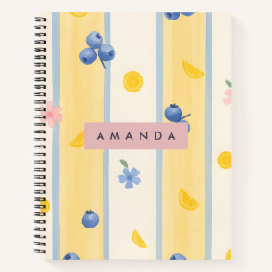 Personalisierte Pastel Blueberry & Lemon Muster Notizbuch