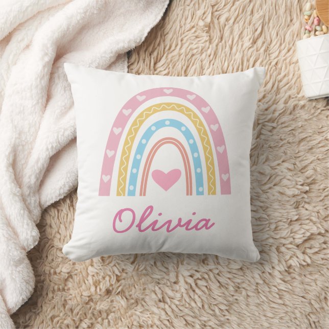 Personalisierte Pastel boho Regenbogenbezeichnung  Kissen (Decke)