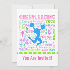 Personalisierte Pastel Cheerleading Words Typograf Einladung