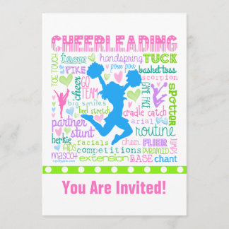 Personalisierte Pastel Cheerleading Words Typograf Einladung