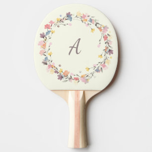 Personalisierte Pastel Floral Wreath Monogram Tischtennis Schläger