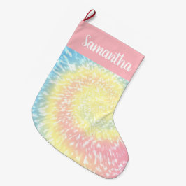 Personalisierte Pastel Gefärbte Krawatte Swirl Tre Großer Weihnachtsstrumpf