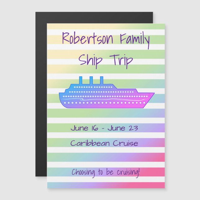 Personalisierte Pastel Kreuzfahrt Thema Stateroom  Magneteinladung (Vorne/Hinten)
