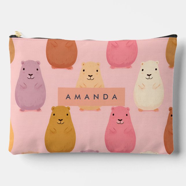 Personalisierte Pastel Niedlich Capybara Muster Zubehörtasche (Vorderseite)