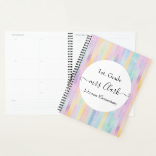 Personalisierte Pastel Pinselstriche Lehrstunde Planer