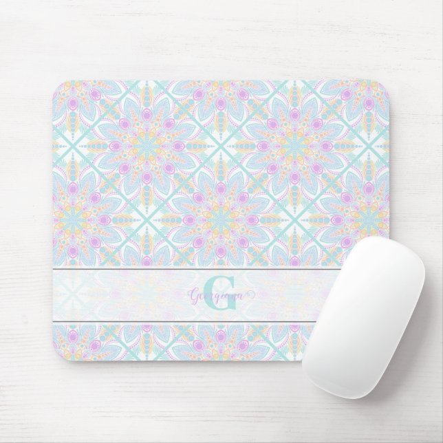 Personalisierte Pastel Rainbow Floral Mandala gete Mousepad (Mit Mouse)