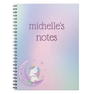 Personalisierte Pastel Rainbow Unicorn Notizblock