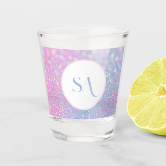 Personalisierte Pastel Rosa Glitzer Shotglas Schnapsglas