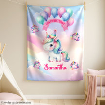 Personalisierte Pastel Unicorn Blanket Girls Gebur
