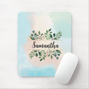 Personalisierte Pastel Wasserfarbe Botanischer Nam Mousepad
