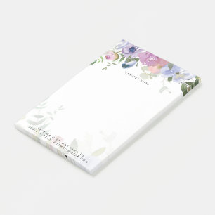 Personalisierte Pastell-Aquarell-Blumen Post-it Klebezettel