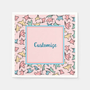 Personalisierte Pastell-Blätter Rosa Serviette