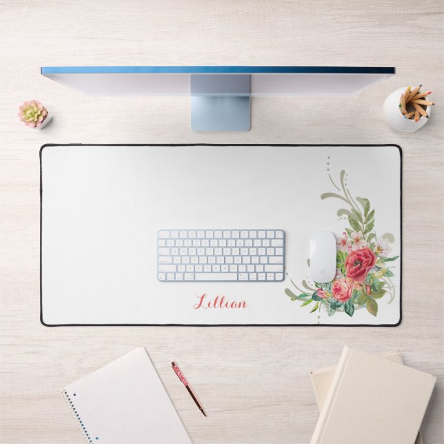 Personalisierte Pastell-Blume und Wirbel Schreibtischunterlage (Büro 1)